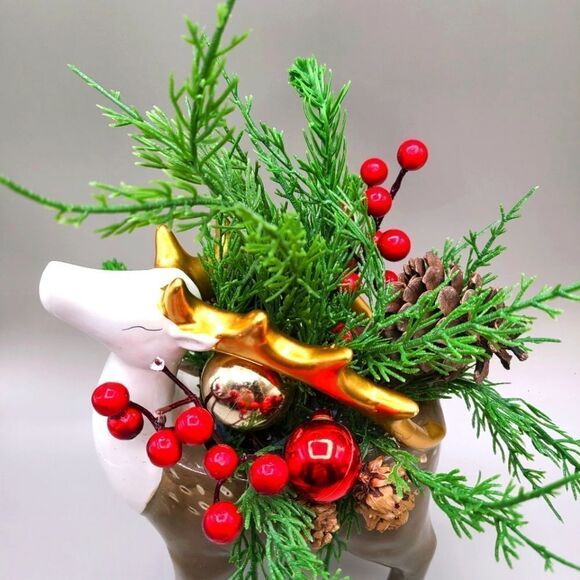 Reindeer Holiday Floral Arrangement - Picture 2 of 6